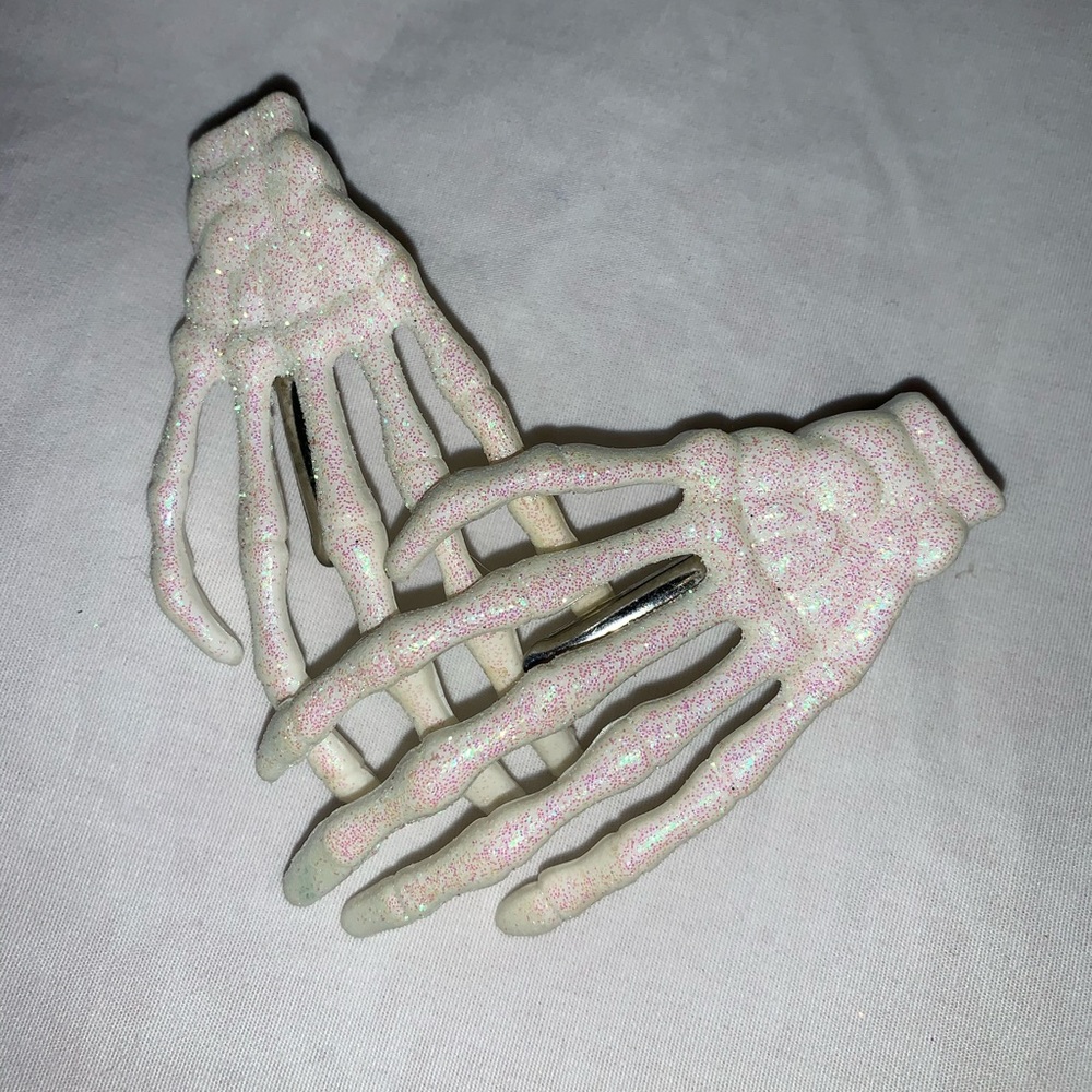 Glittery skeleton hair clips